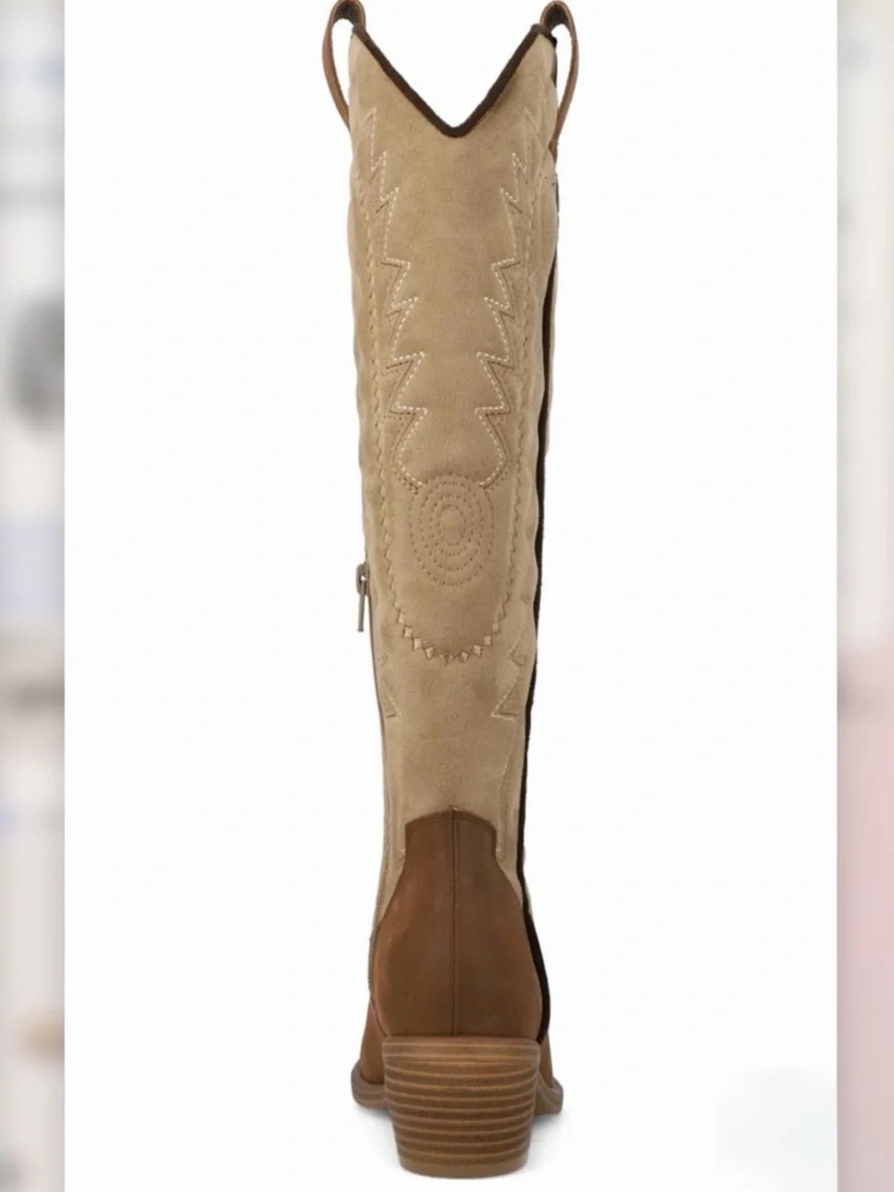 Dolce Vita  Locklyn Women's Two-Tone Tan and Cream Western Knee-High Boots - Picture 7 of 13